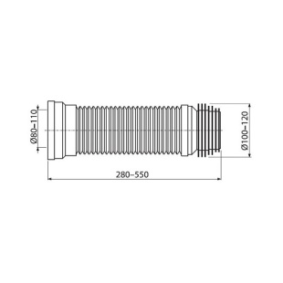 Фановая труба для унитаза Alcaplast A97 длина 280-550 мм диаметр соединения 80/110×100/120 мм от ГК Аванта Архангельск