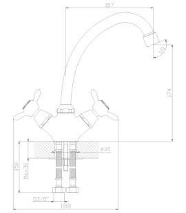 Смеситель ROSSINKA Q02-71 для кухни двуручный с поворотным изливом 260 мм, хром от ГК Аванта Архангельск