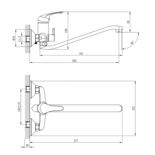 Смеситель ROSSINKA A35-34 одноруч. (35мм) универс. с S-образ.поворот.изливом, див. с керам. плас от ГК Аванта Архангельск