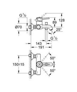 Смеситель GROHE BauClassik 32865000  для ванны, с переключателем  от ГК Аванта Архангельск